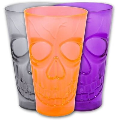 Grauer, orangener und lilaner Totenkopfbecher