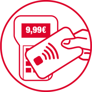 Symbol Bankkarte vor das Lesegerät halten