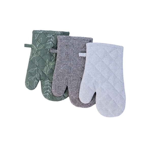 Ofenhandschuhe in 3 unterschiedlichen Designs