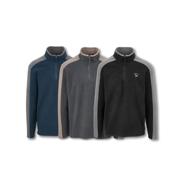 Fleece Troyer in Blau, Grau und Grün