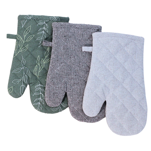 3 unterschiedliche Ofenhandschuhe