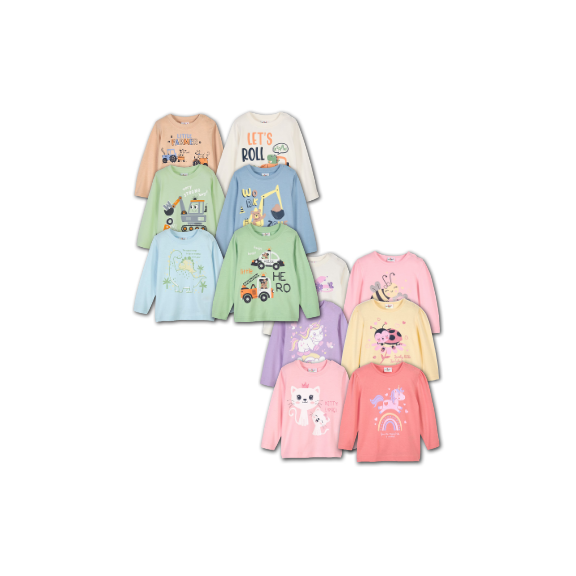 12 unterschiedliche Designs an Baby Langarmshirts