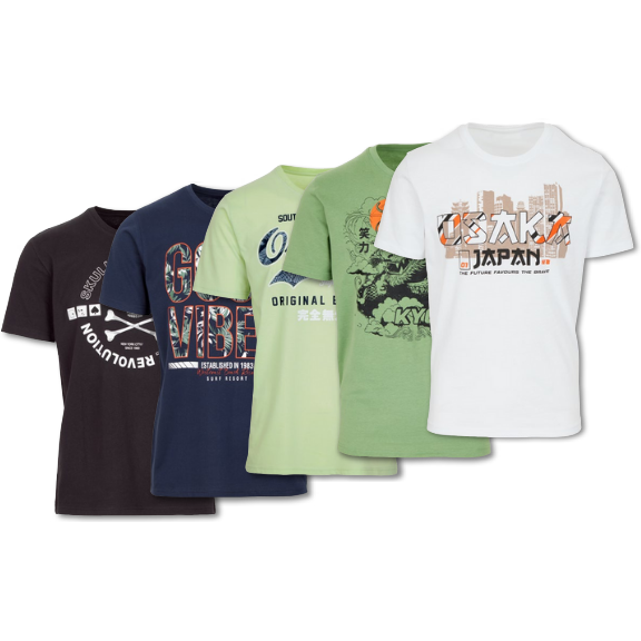 5 bedruckte Herren T-Shirts