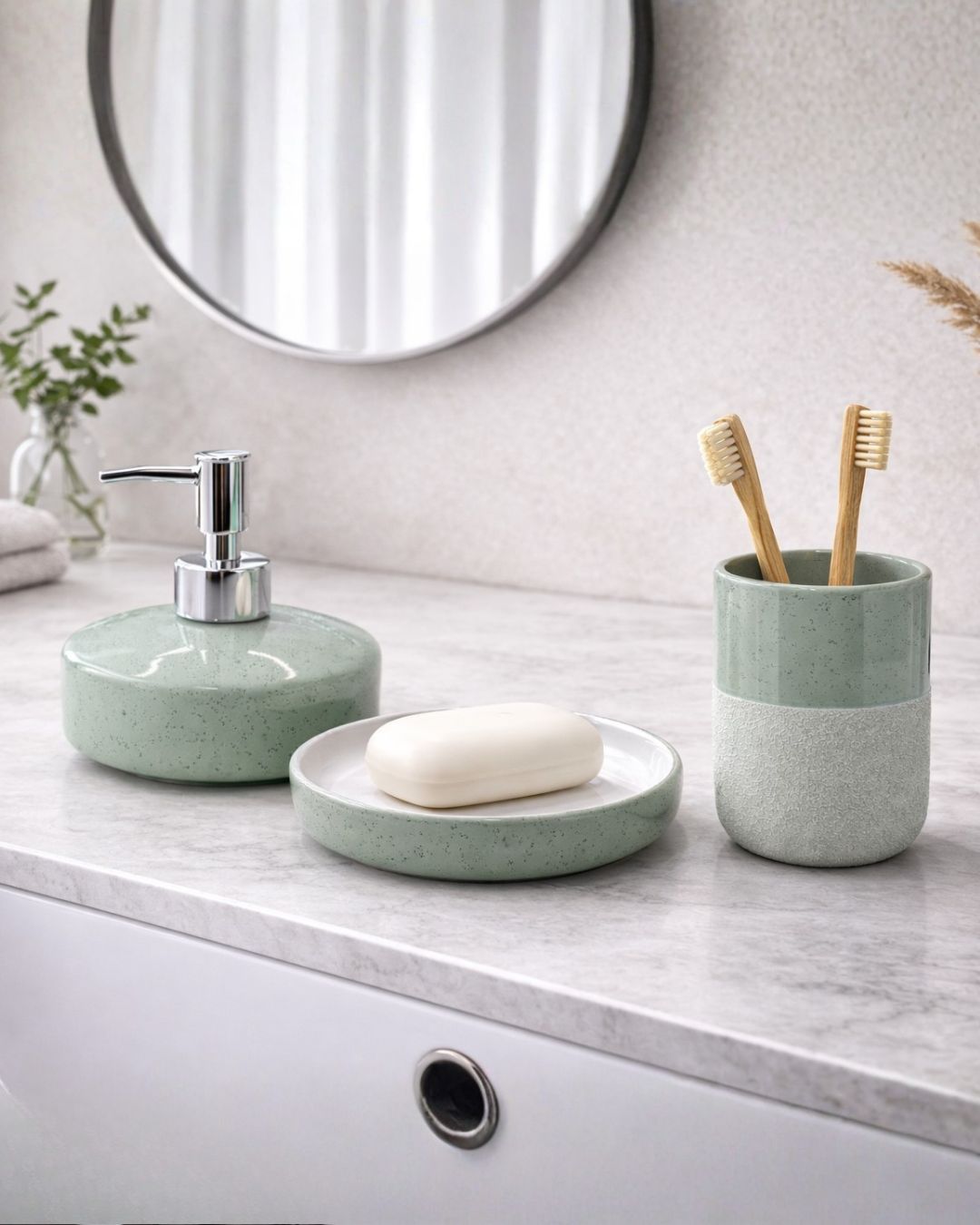 🛁✨ Stilvoll durch den Alltag im Bad! ✨🛁 Mit diesem harmonisch abgestimmten Set aus Seifenspender,…