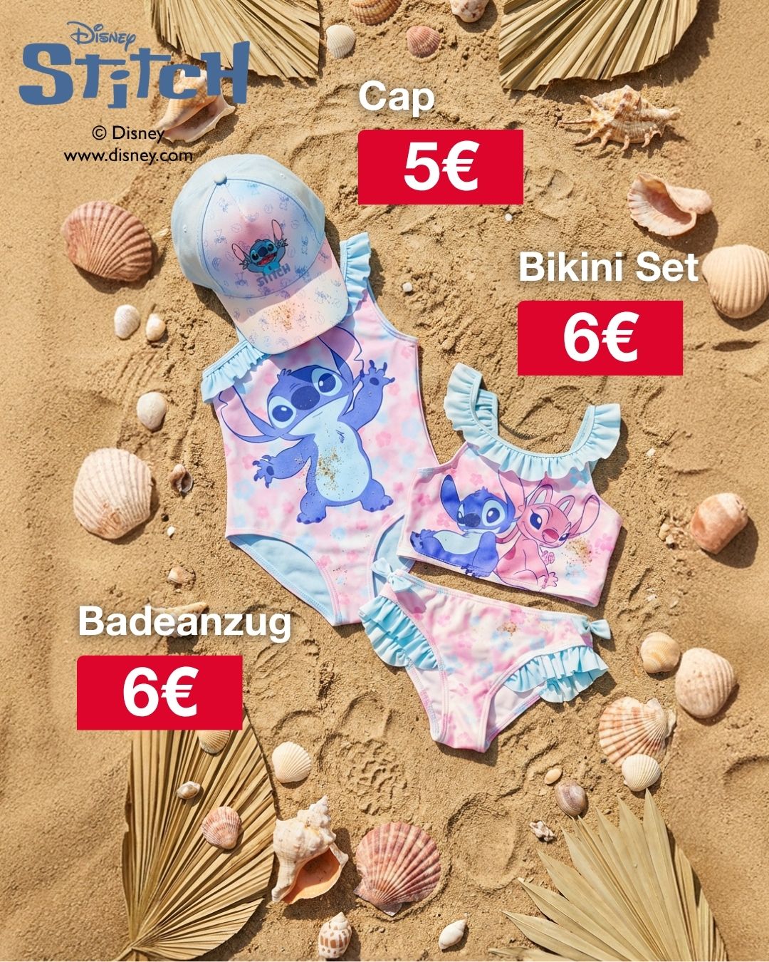 🌺🐚 Sommerträume mit Stitch! 🐚🌺 Die süße Stitch Bademode bringt Farbe und Spaß in jeden Strandtag!…
